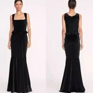 Staud Lorelai Maxi Dress In Black Velvet 10 NWT